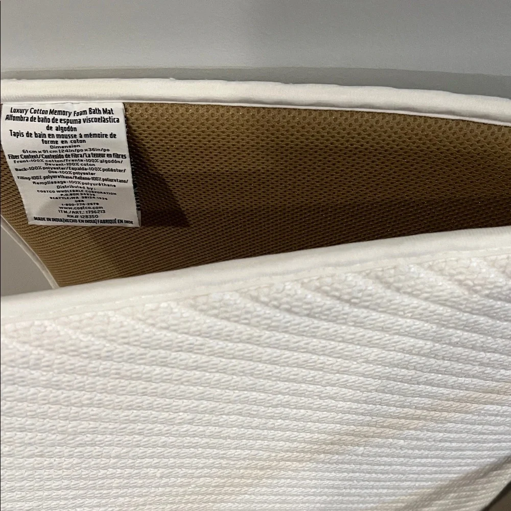 Cotton Memory Foam White Quilted Bath Mat